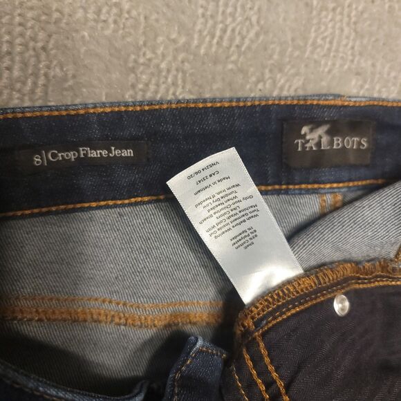 Talbots Jeans Womens 8  (32x24.5) Jeans Crop Flared Stretch Mid Rise Blue Denim - Picture 8 of 10